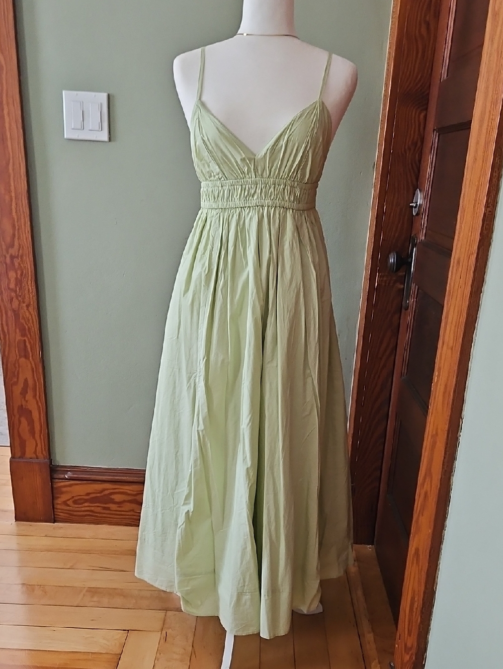 American Eagle Outfitters Light Sage Maxi Dress with Spaghetti Straps